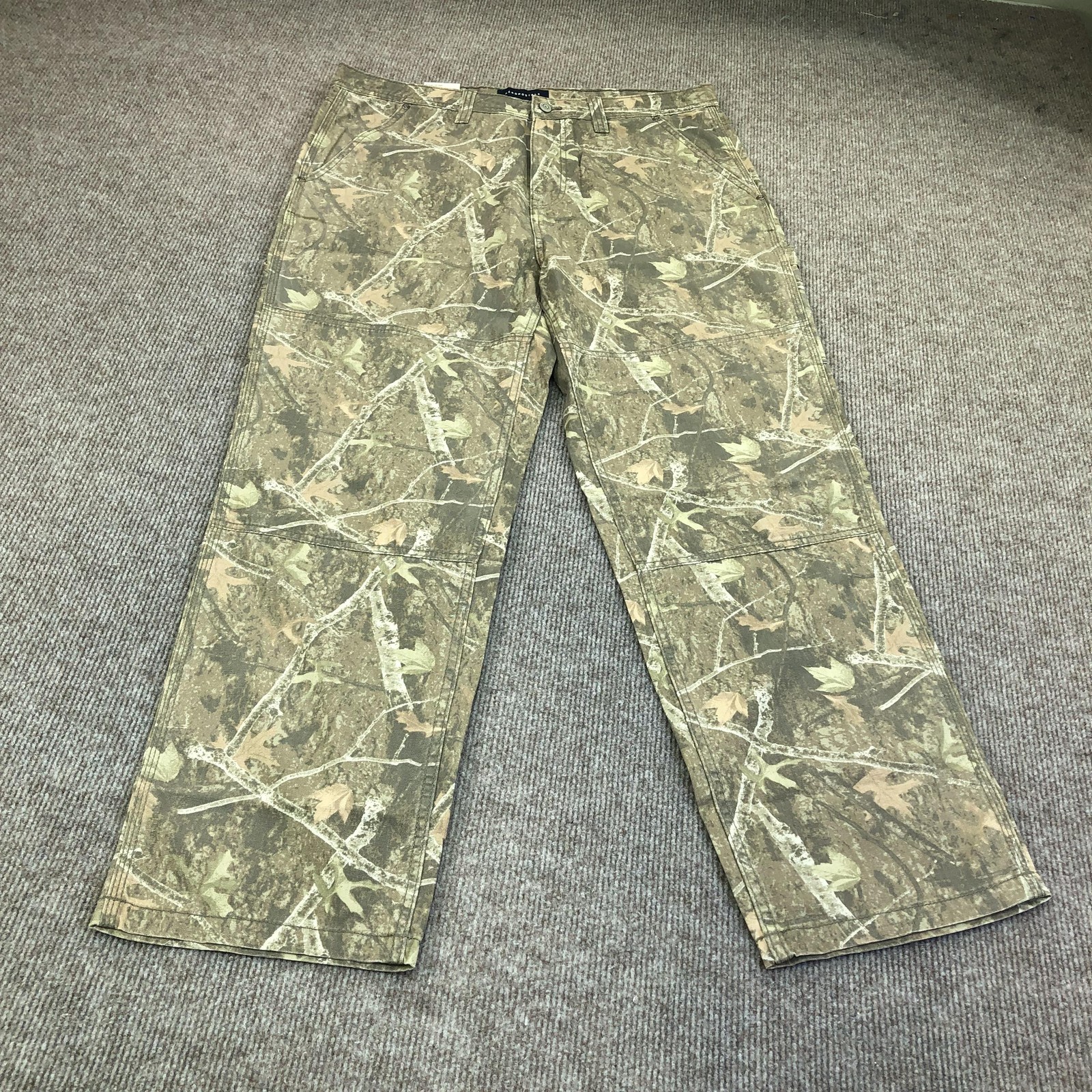 Aero Pants Mens 36×32 Brown Carpenter Canvas Camo Straight Leg Casual Workwear