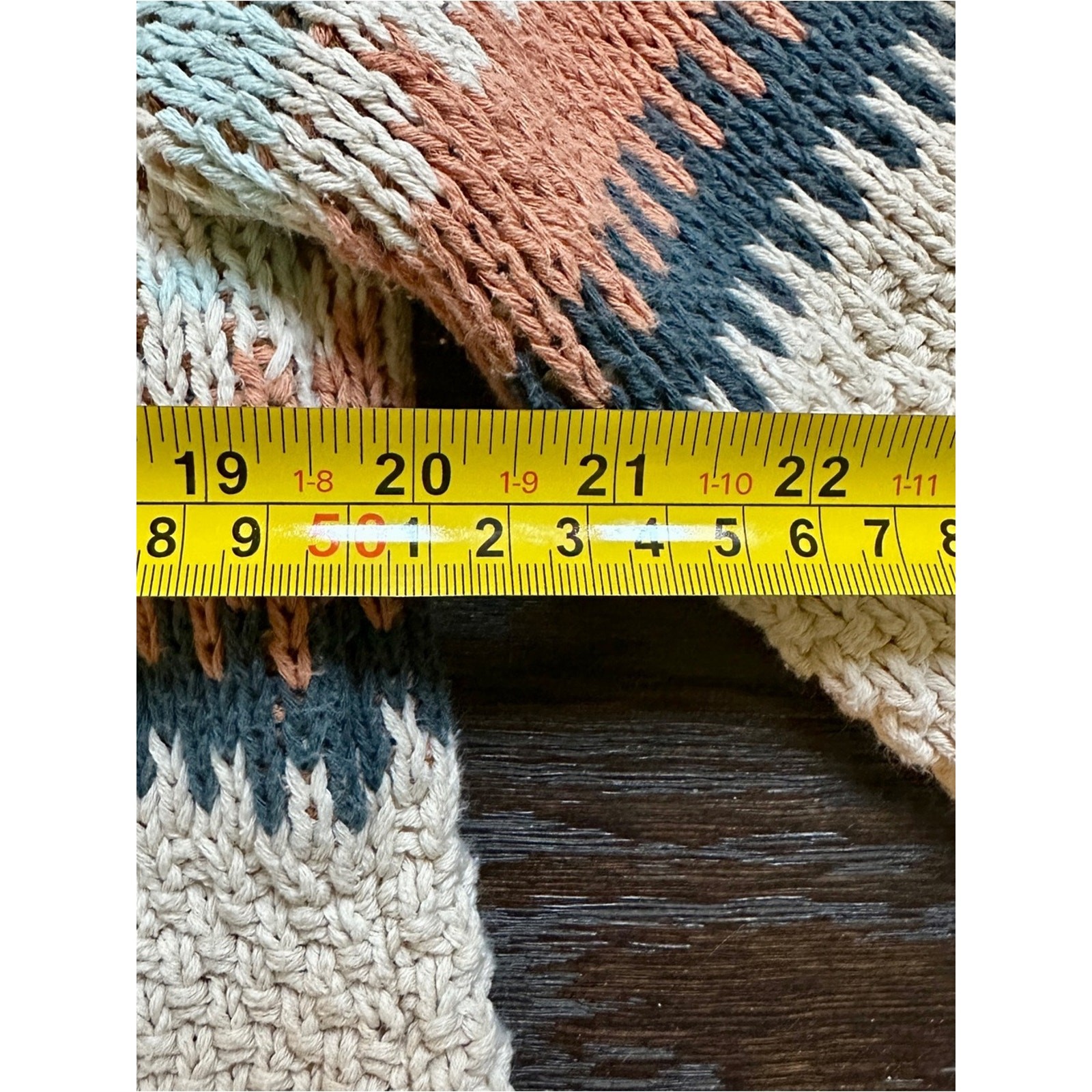 LL Bean Signature Cable-Knit Sweater Cream & Rust Size L 100% Cotton