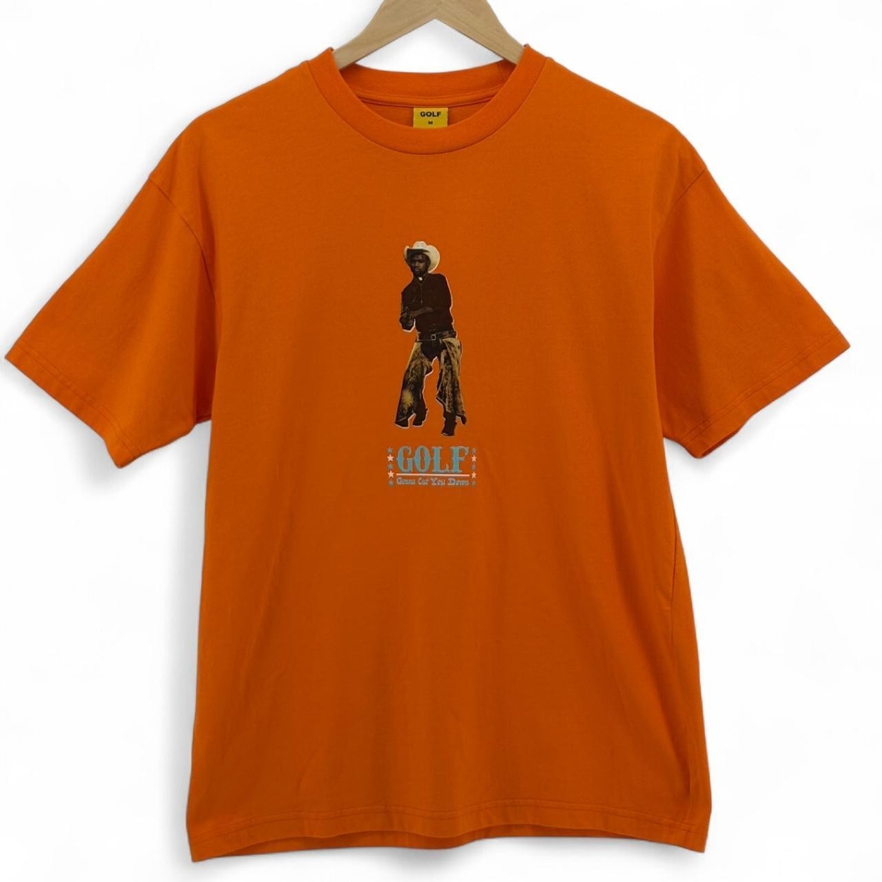 Golf Wang Orange Cotton T-Shirt with cowboy graphic, ‘Gonna Cut You Down’