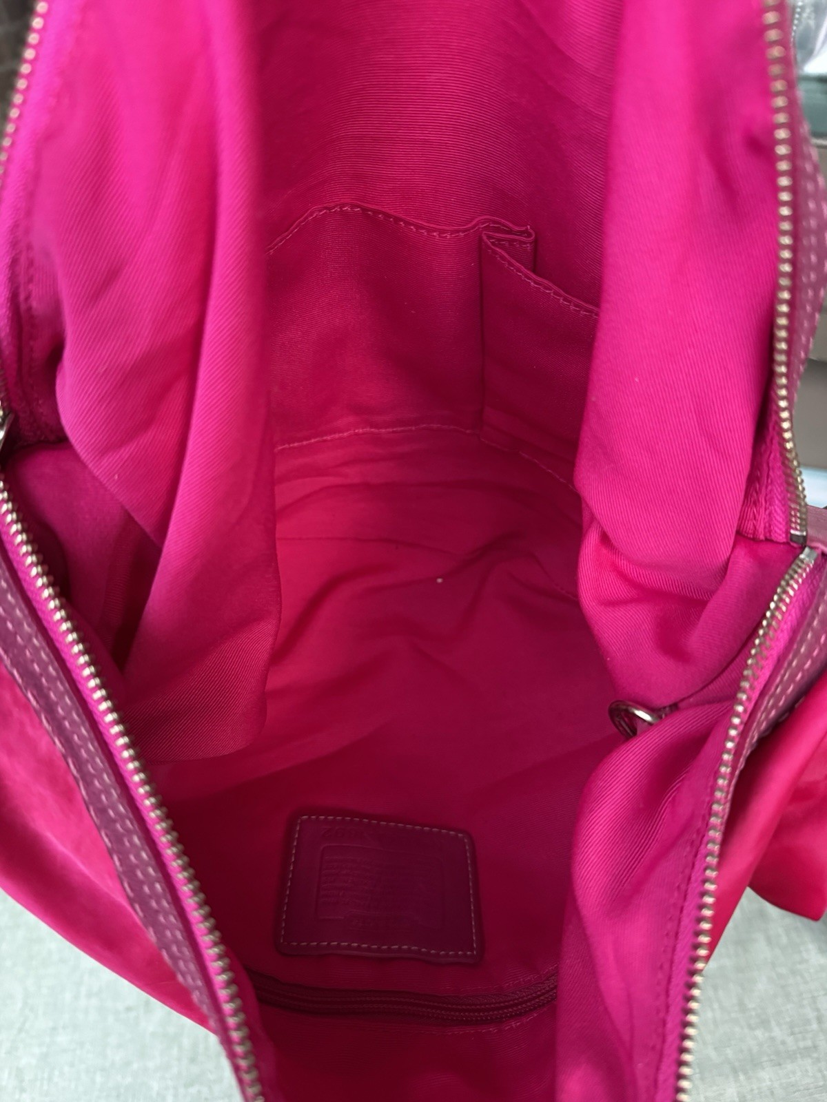 Y2K Coach Pink Ergo Hobo Crescent Nylon Leather Shoulder Bag Silver hardware