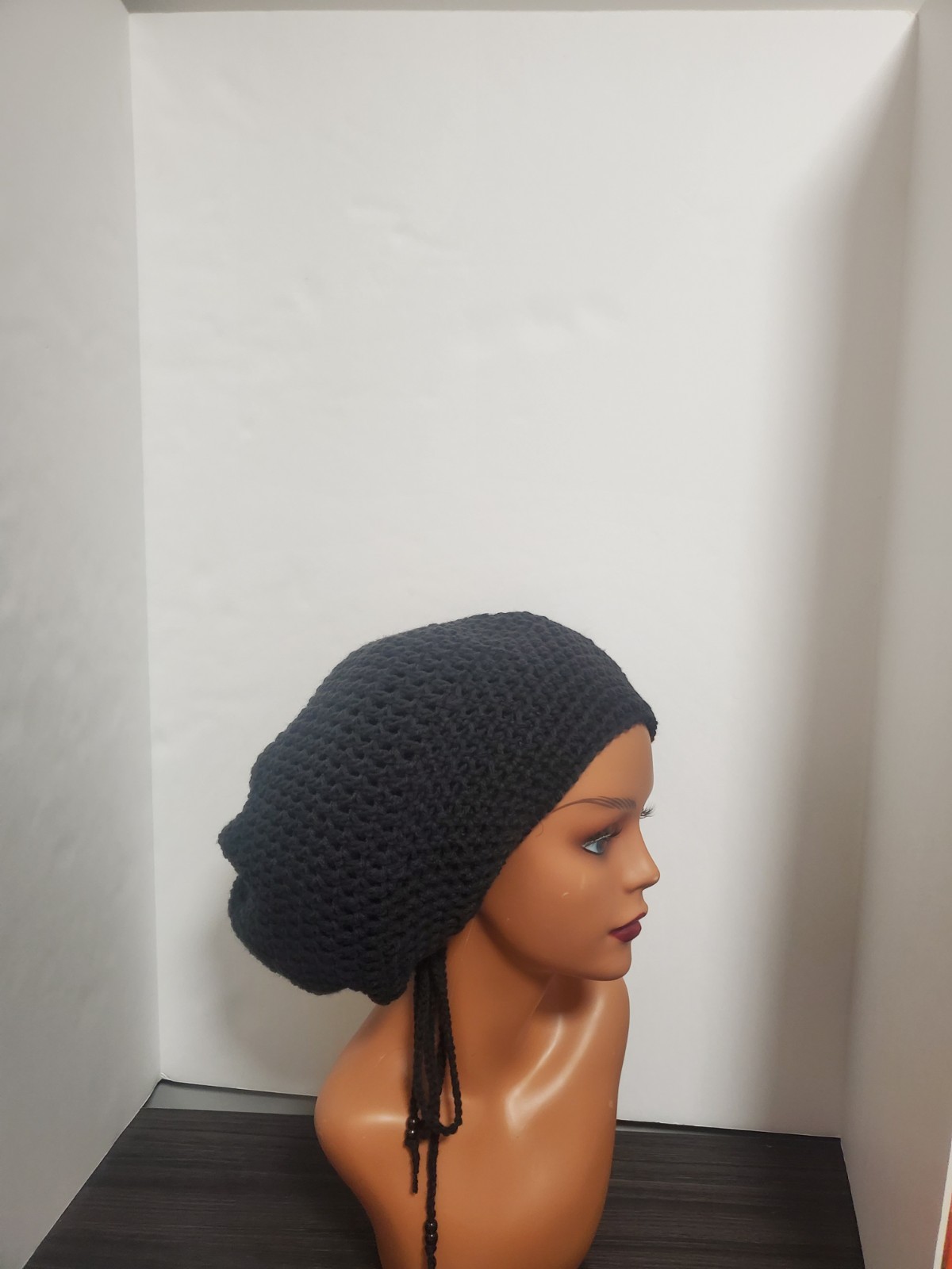 Handmade Adjustable Crochet Tam Hat Dreadlock w drawstring Reggae baggy beanie