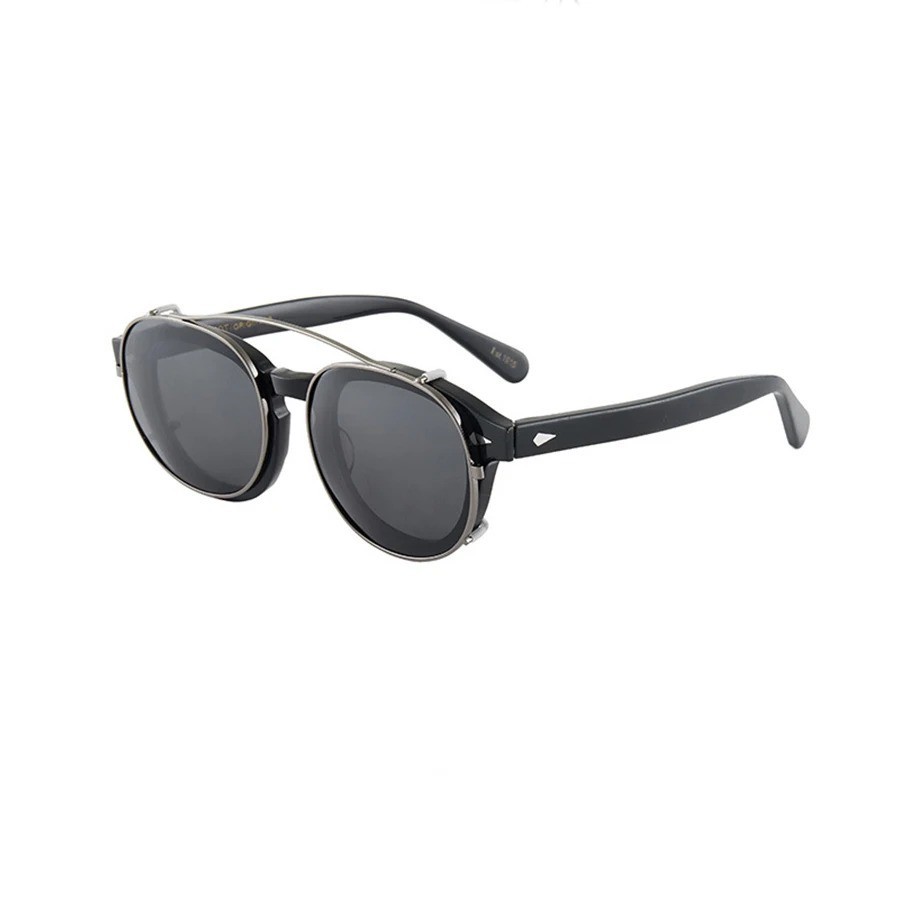 Johny Dep Polarize Clip On Sunglasses Oval UV400 Vintage Metal Frame For Outdoor