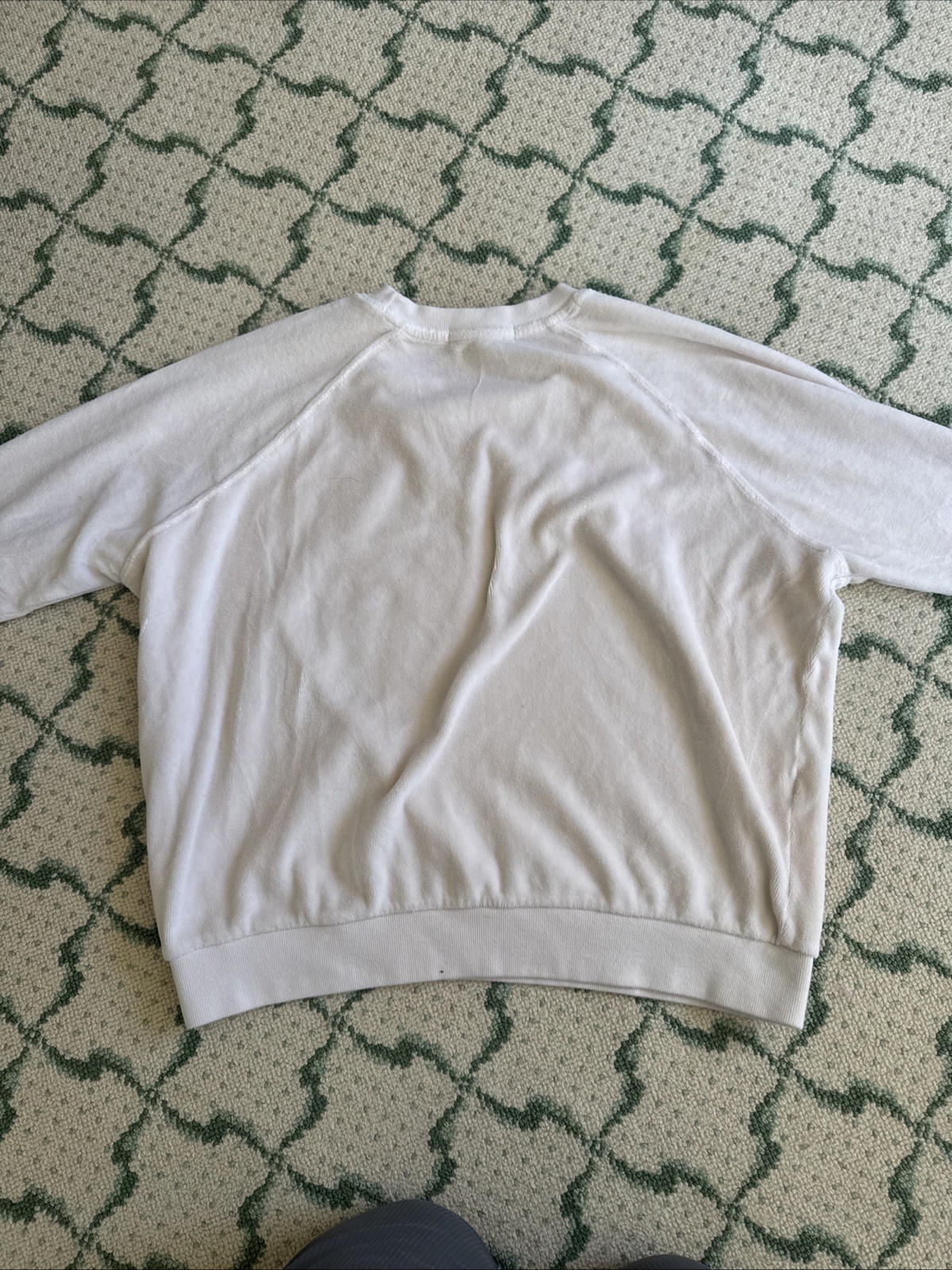 PERFECT WHITE TEE Stella Velour Crewneck Sweatshirt Ivory Sz L USA
