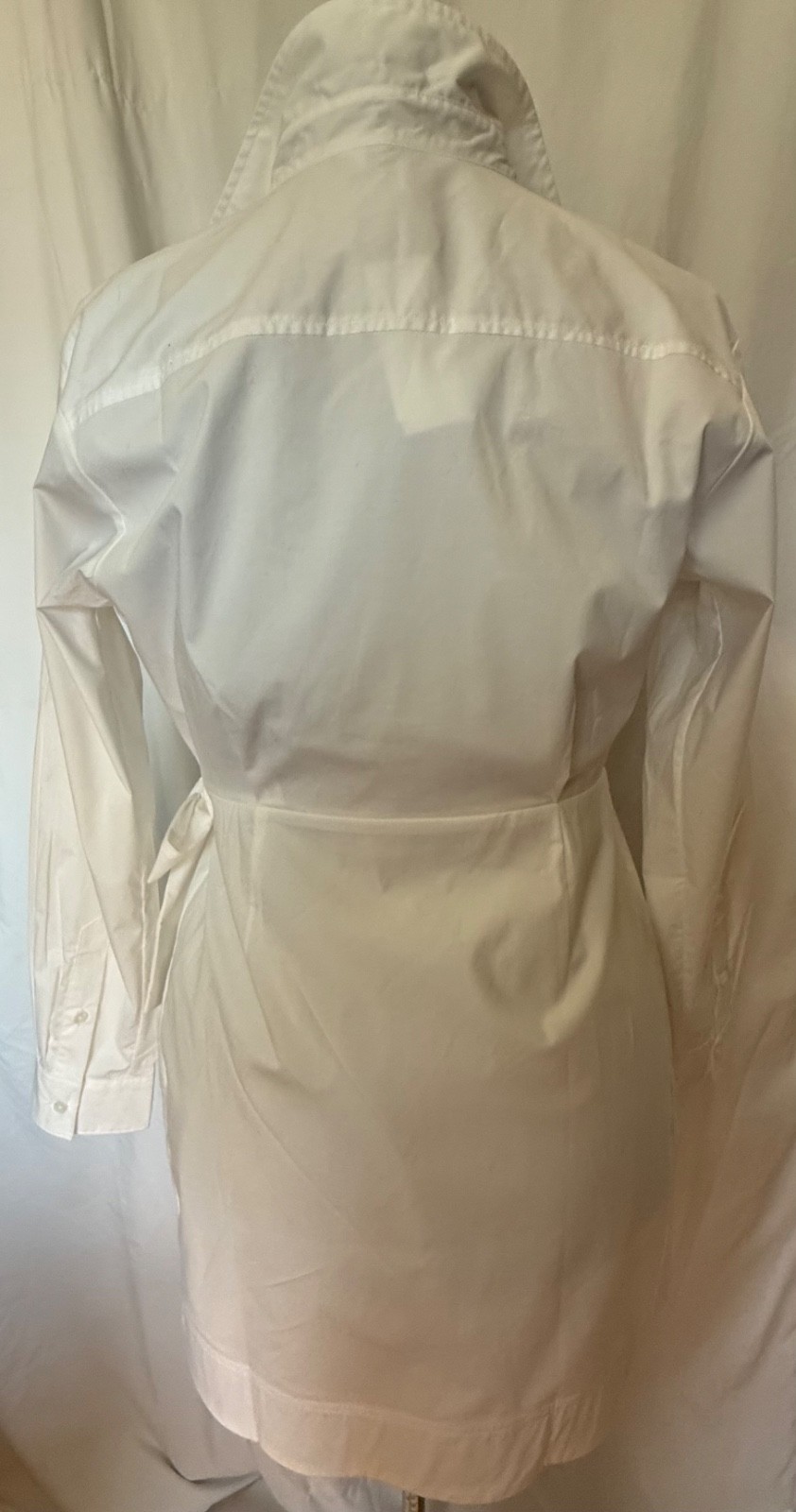 NWT SPANX Poplin Wrap Tie Dress L White Classic Collared Shirt Dress