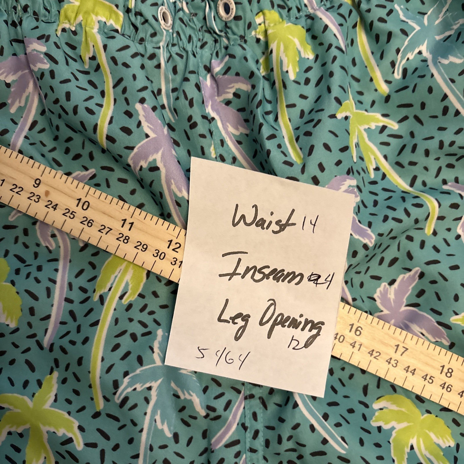 Boardies Apparel Mens L Green Swimmer Mesh Lined Swim Trunks Shorts Palm trees