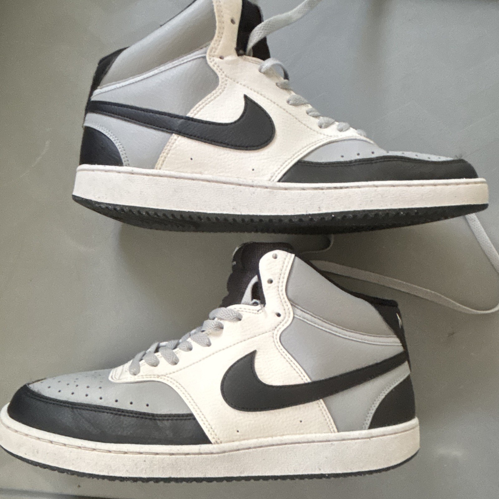 Nike Court Vision Mid Top Men’s Colorblock Sneakers Black/White/Gray Lace-Up