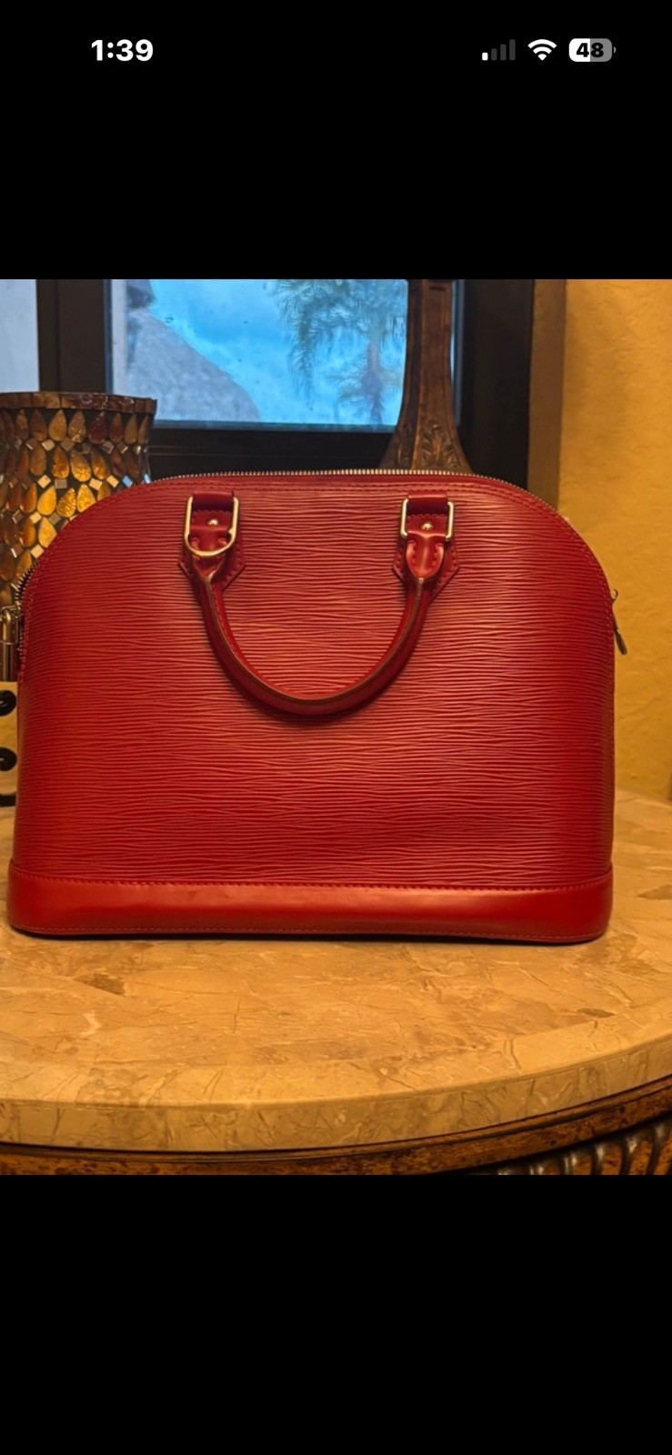 Louis Vuitton Red Satchel Top Handle Zip Silver Hardware Padlock Charm