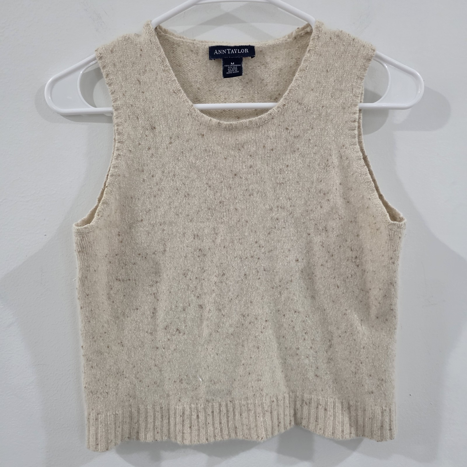 Womens Cashmere Silk Wool Sweater Vest Size Medium Granola Cream Academia