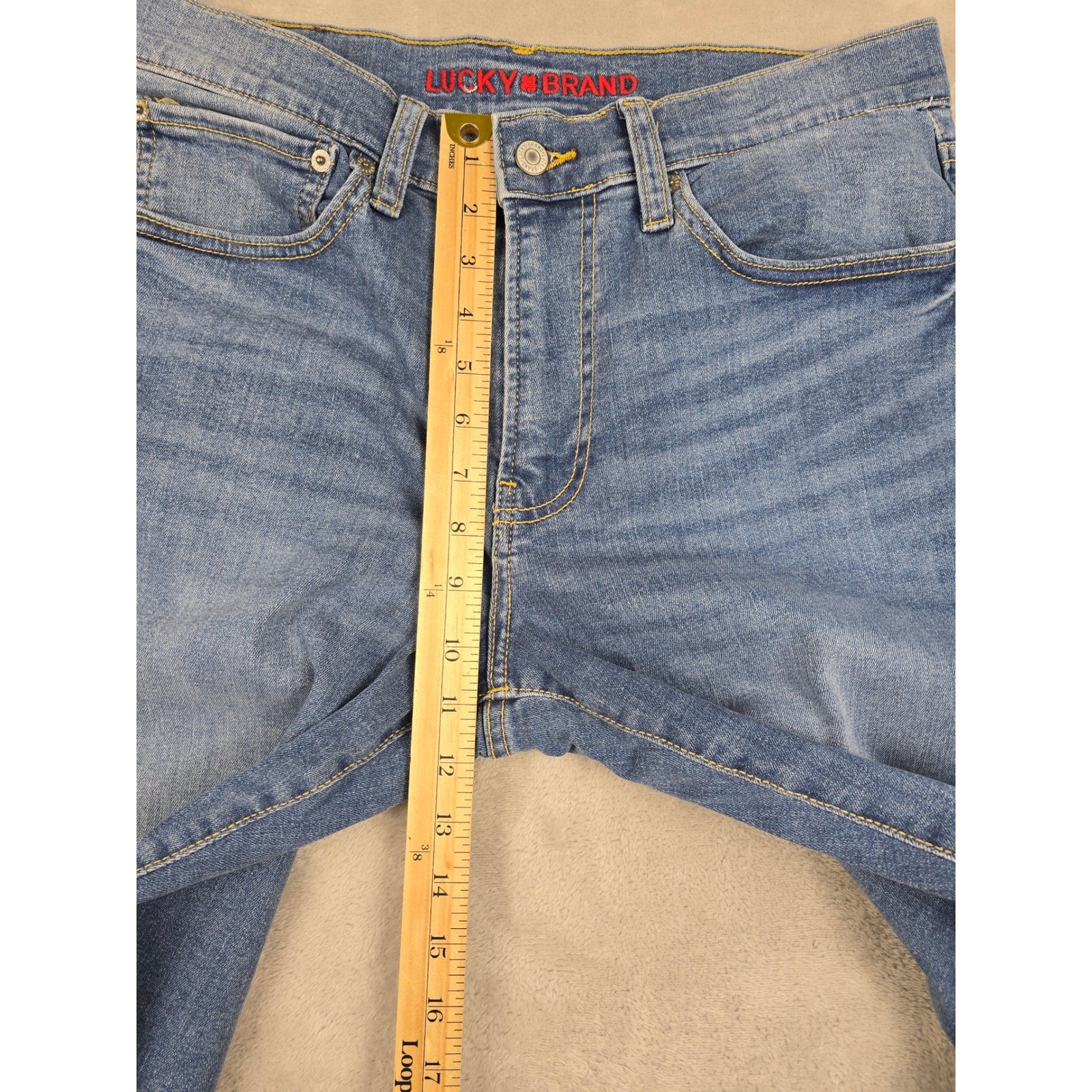 Lucky Brand 223 Straight Jeans Mens 32×32 Blue Denim Stretch Whiskered