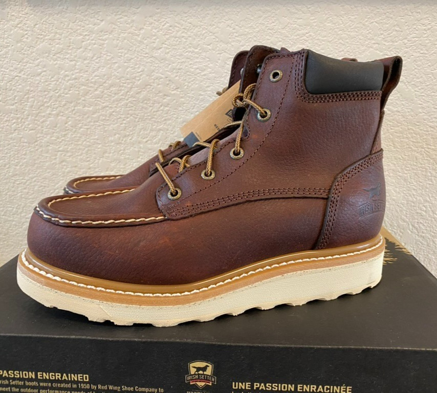 Irish Setter 83605 Ashby Mens 8 EE Wide Soft Toe Walnut 6″ Boot Retail Box