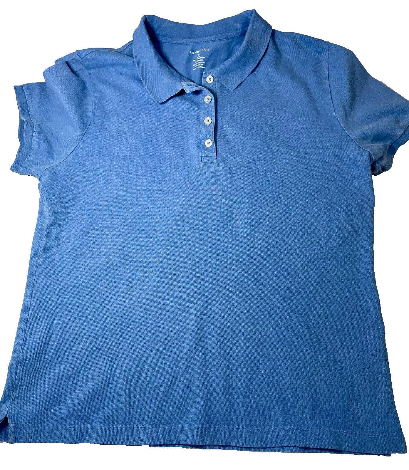Relaxed Fit Golf Polo Shirt Men Medium Sky Blue 100% Cotton Land’s End