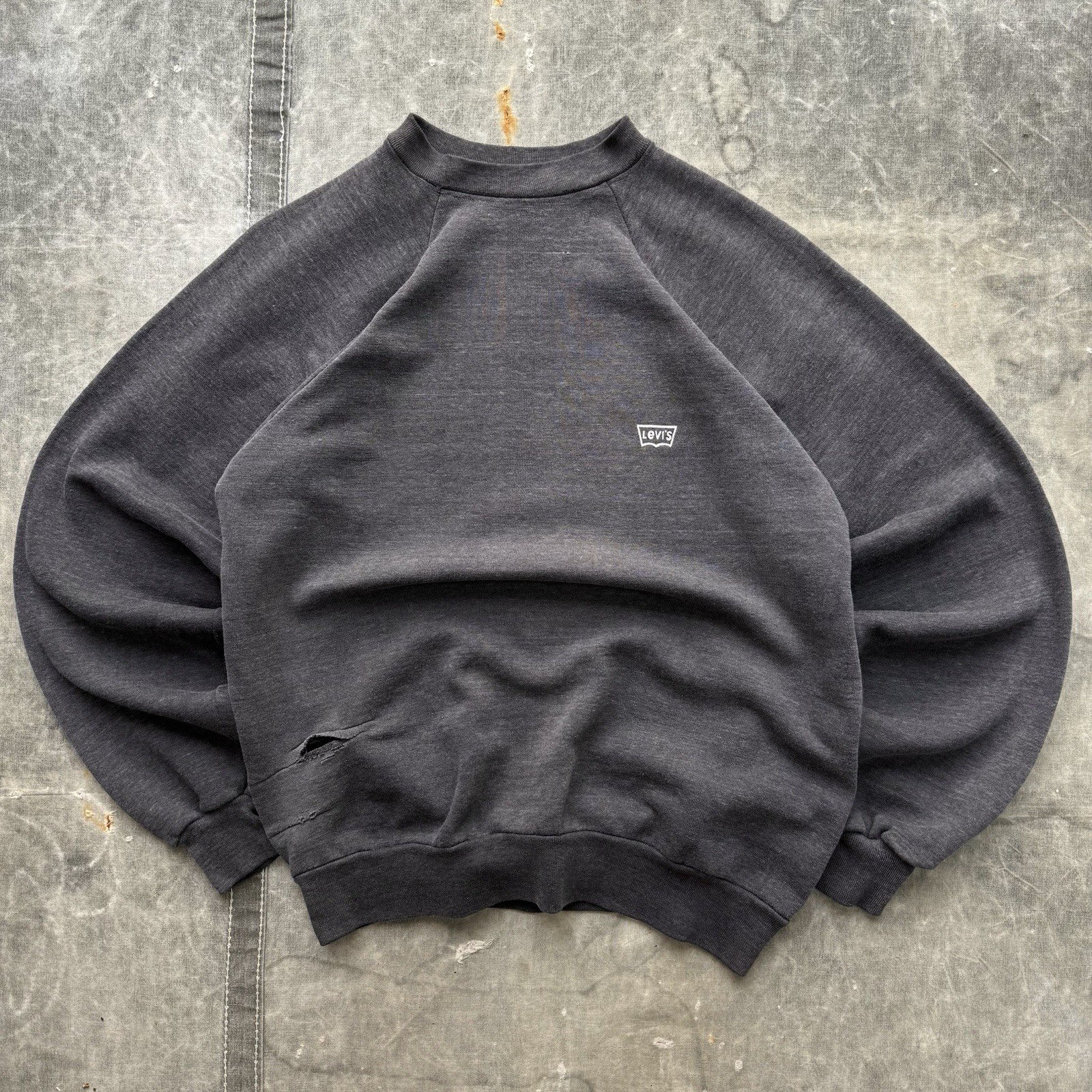 Vintage 80s “Levi’s” Levi Strauss Grunge Sweatshirt, S/M, 20.75×26