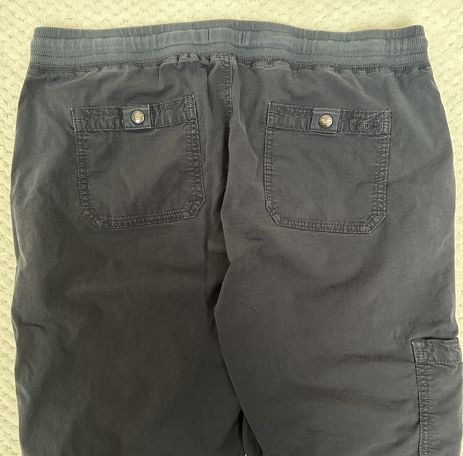 LL Bean Ripstop Cargo Pants Women M Navy blu Straight Leg Drawstring 505027