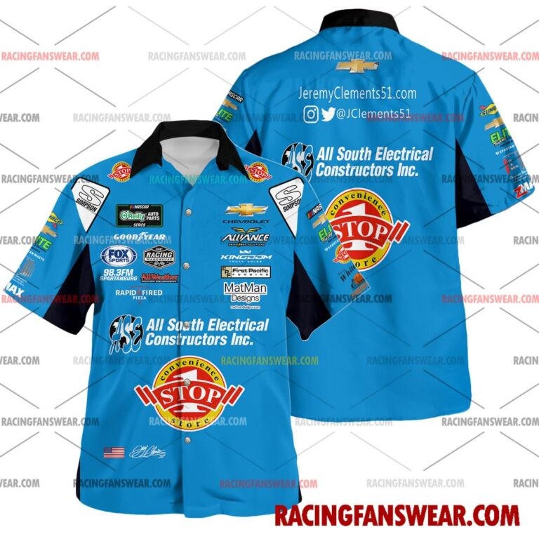 Jeremy Clements Nascar Racing 2026 Uniform Apparel Clothes Hawaiian Polo Shirts