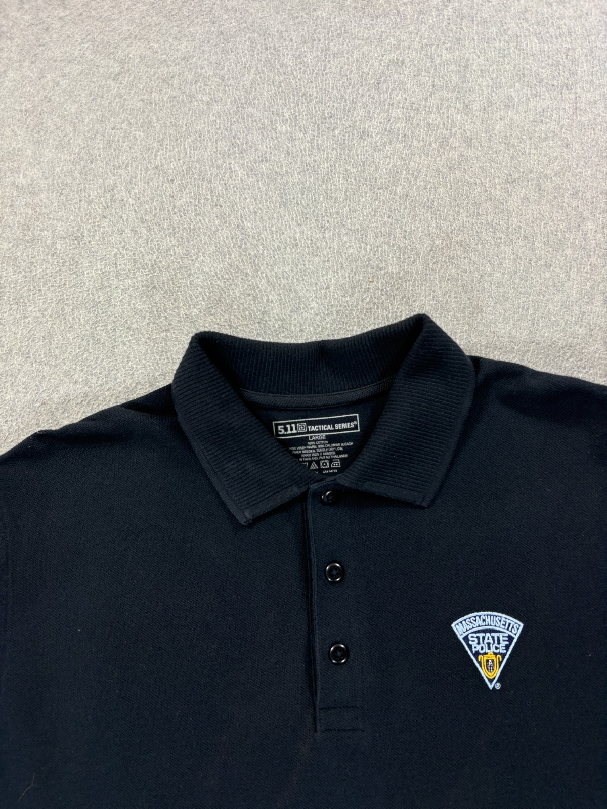 Massachusetts State Police Stitched 5.11 Tactical Polo Shirt (Men’s Large) Black