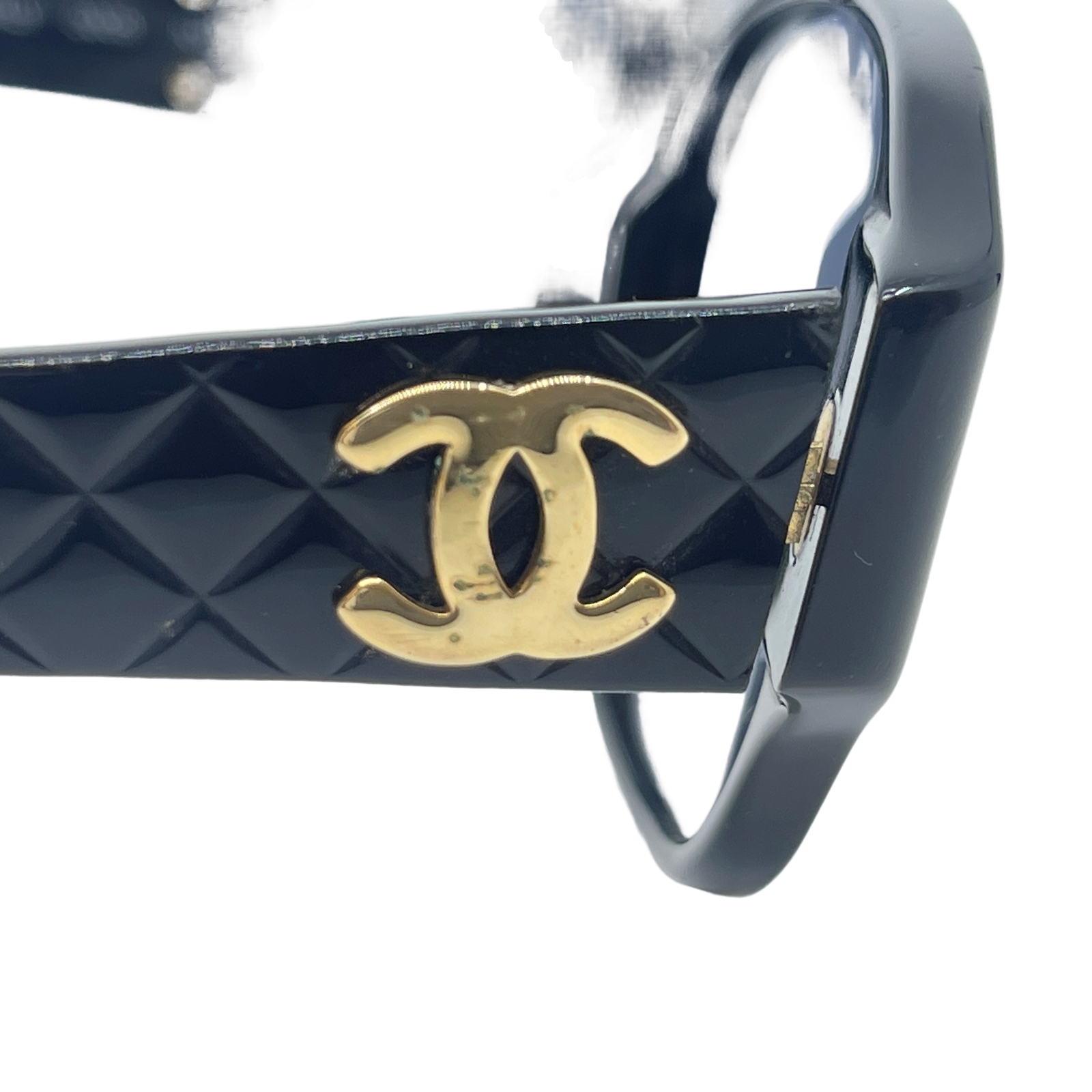 Authentic CHANEL Gold CC 0005 Sunglasses Black Jelly/Plastic #36635014