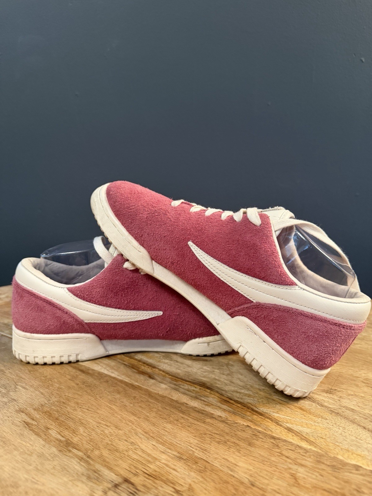 FILA Men’s Low Top Suede Lace Up Athletic Sneakers Pink/White Solid