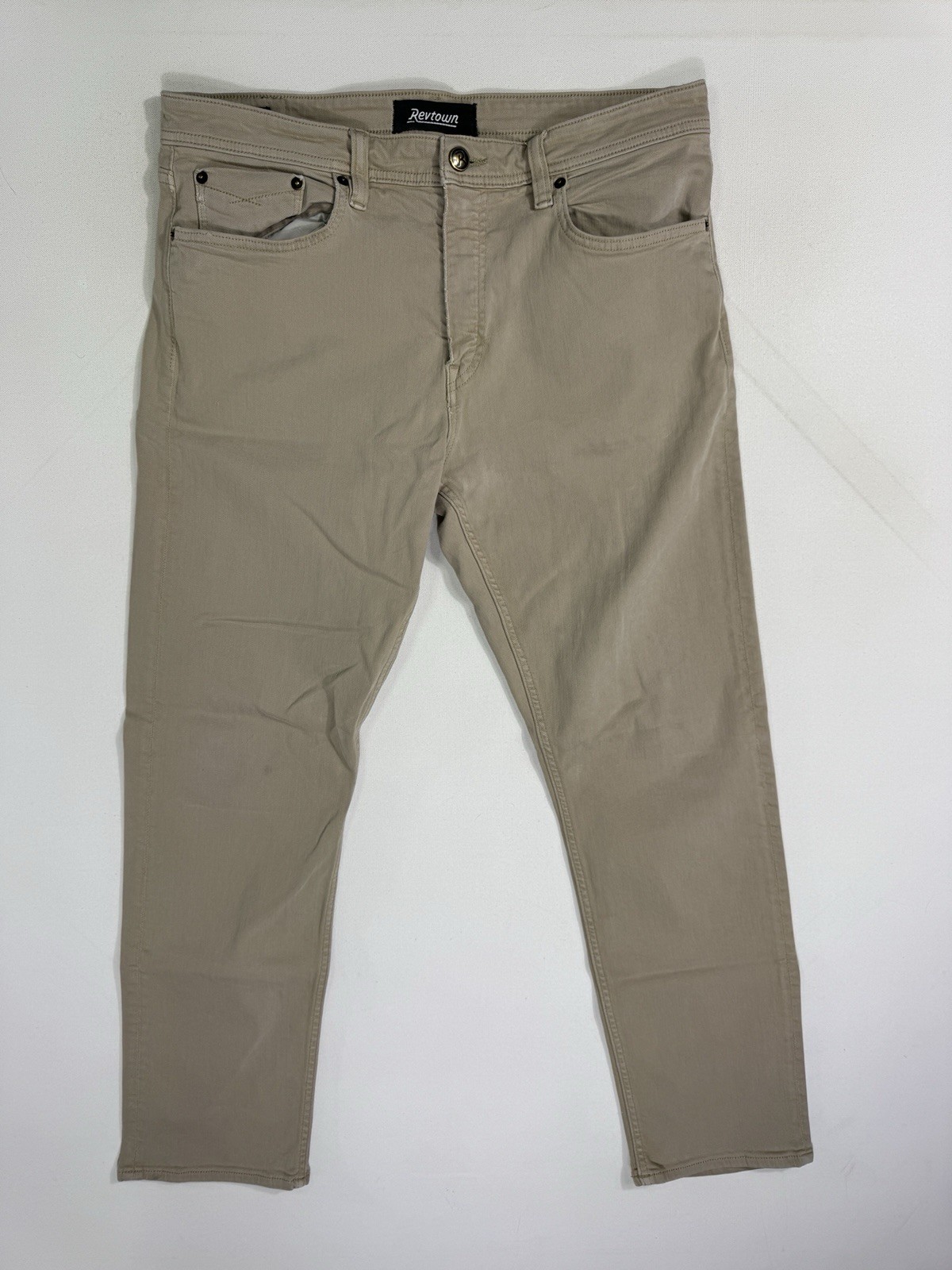 Revtown Jeans Men’s 36×30 (36×29) Sharp Decade Straight Leg Stretch Beige Denim