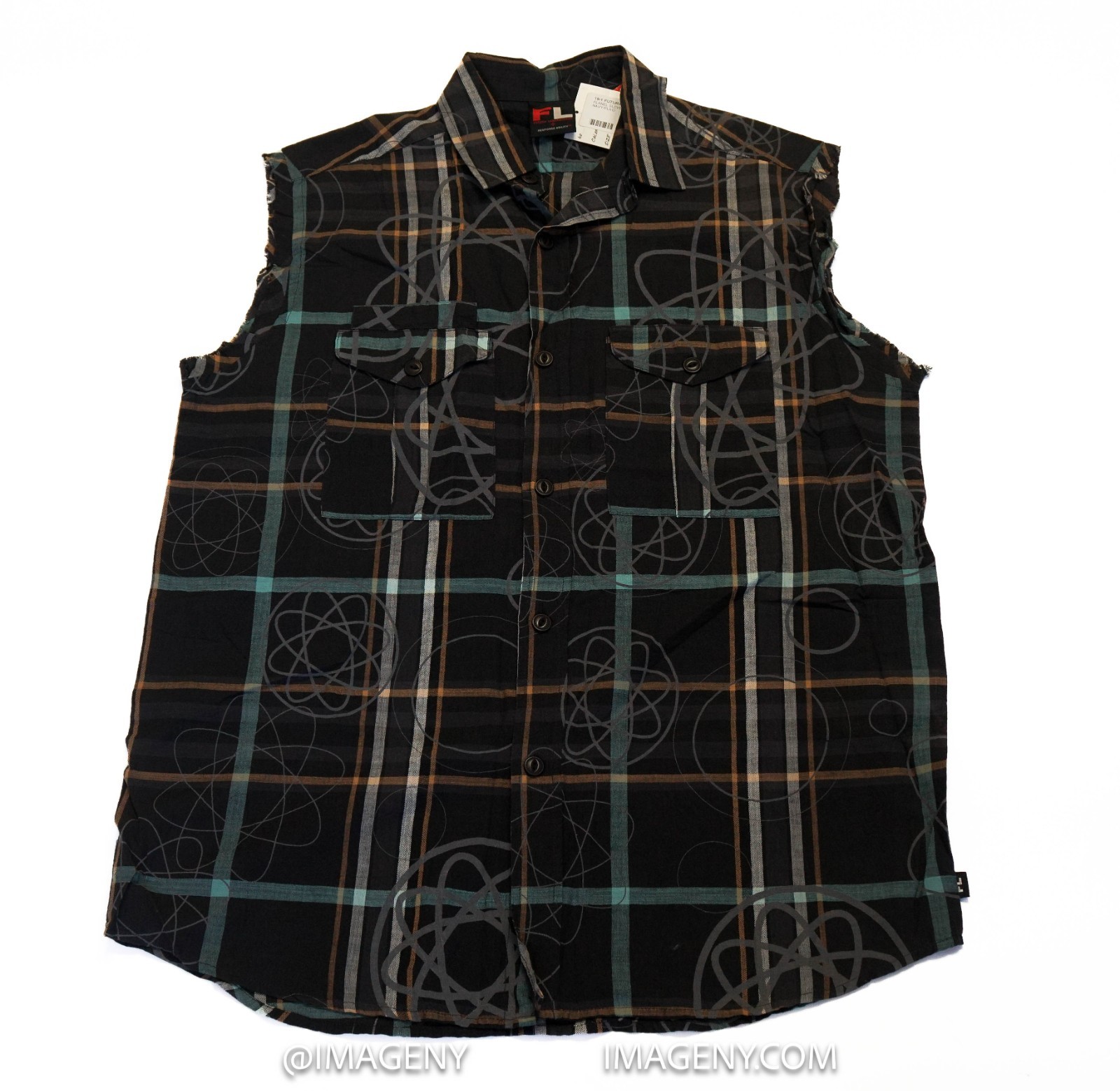 FUTURA LABORATORIES PLAID CUT-OFF SHIRT NEW SIZE XLARGE