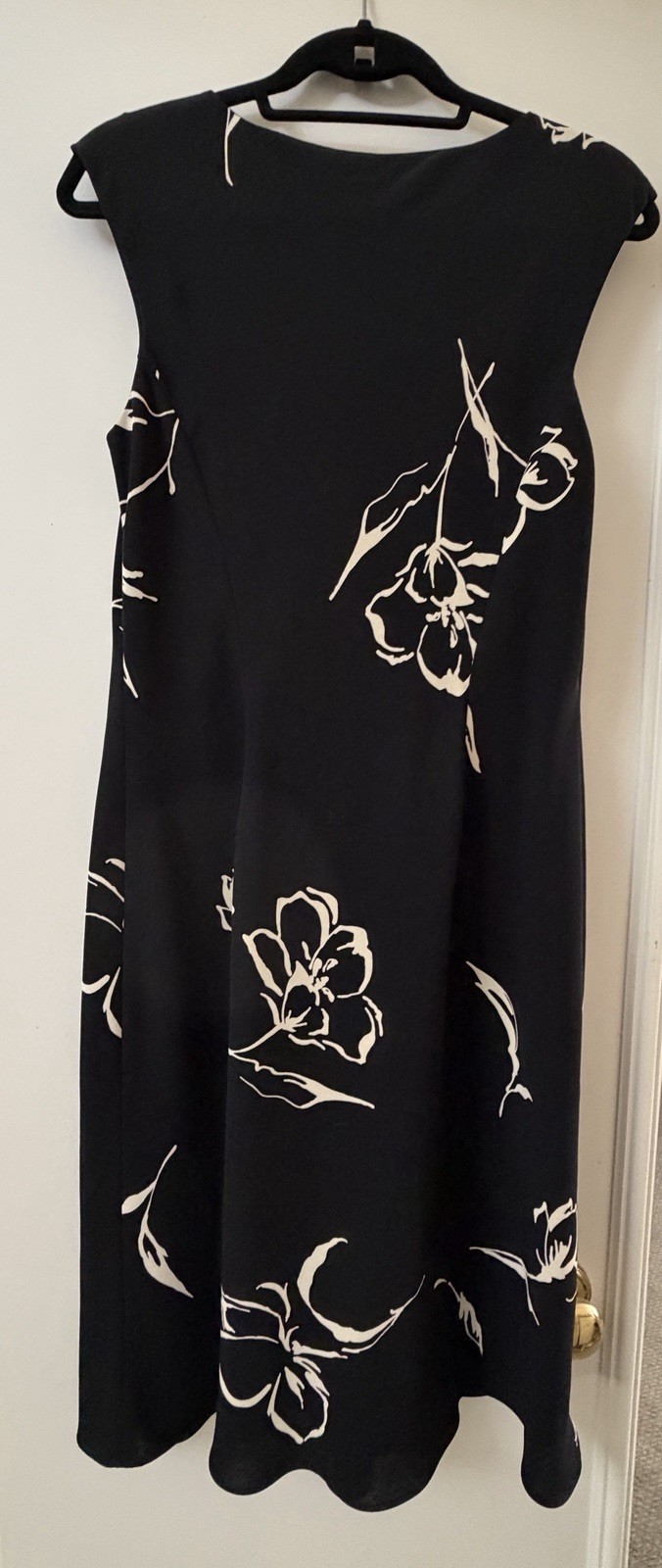 Jones New York Dress Women’s 14 Sheath Midi Black/White Floral Sleeveless