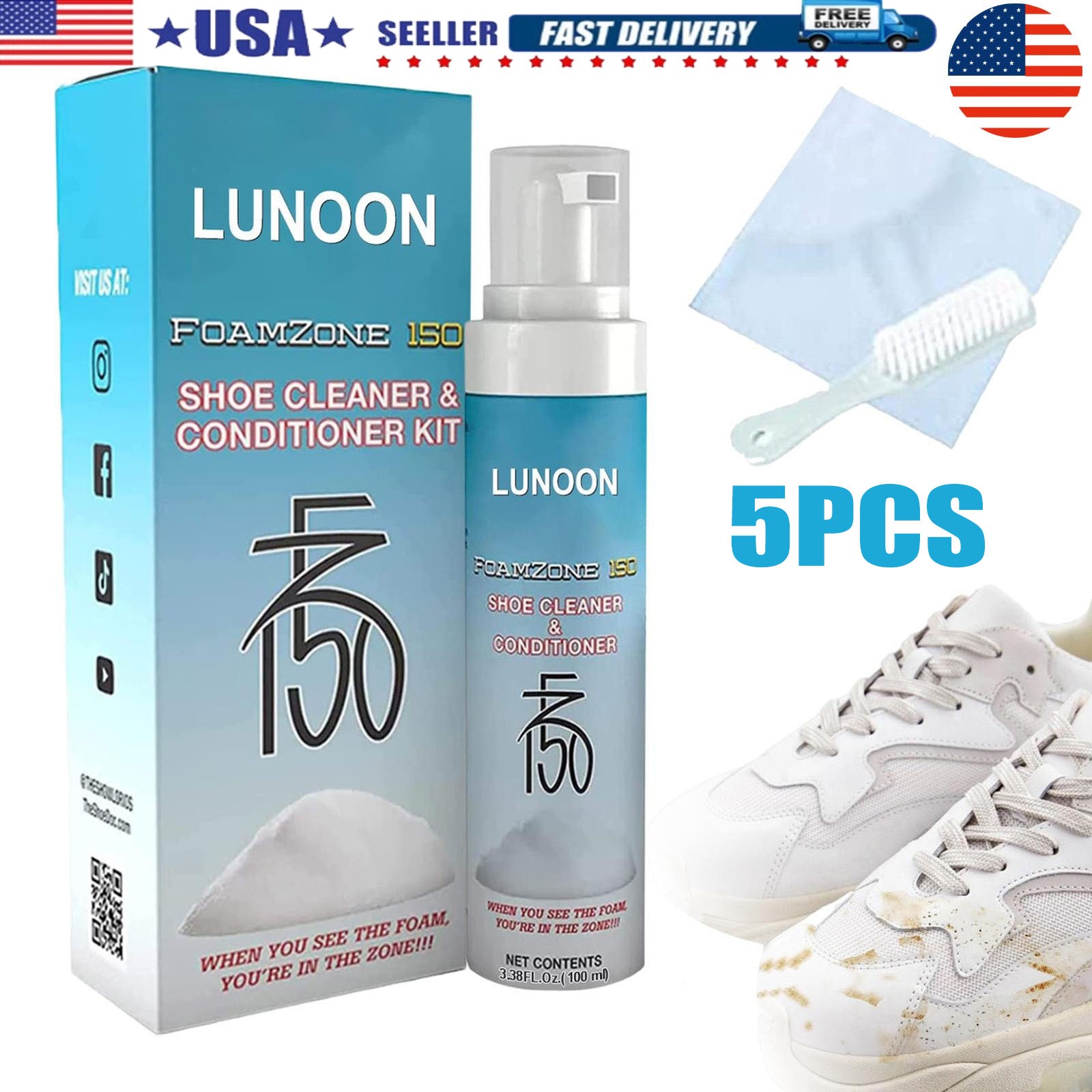 5PCS Shoe Cleaner Foamzone 150 Shoe Cleaner Remove Stain, Dirt, and Grime US