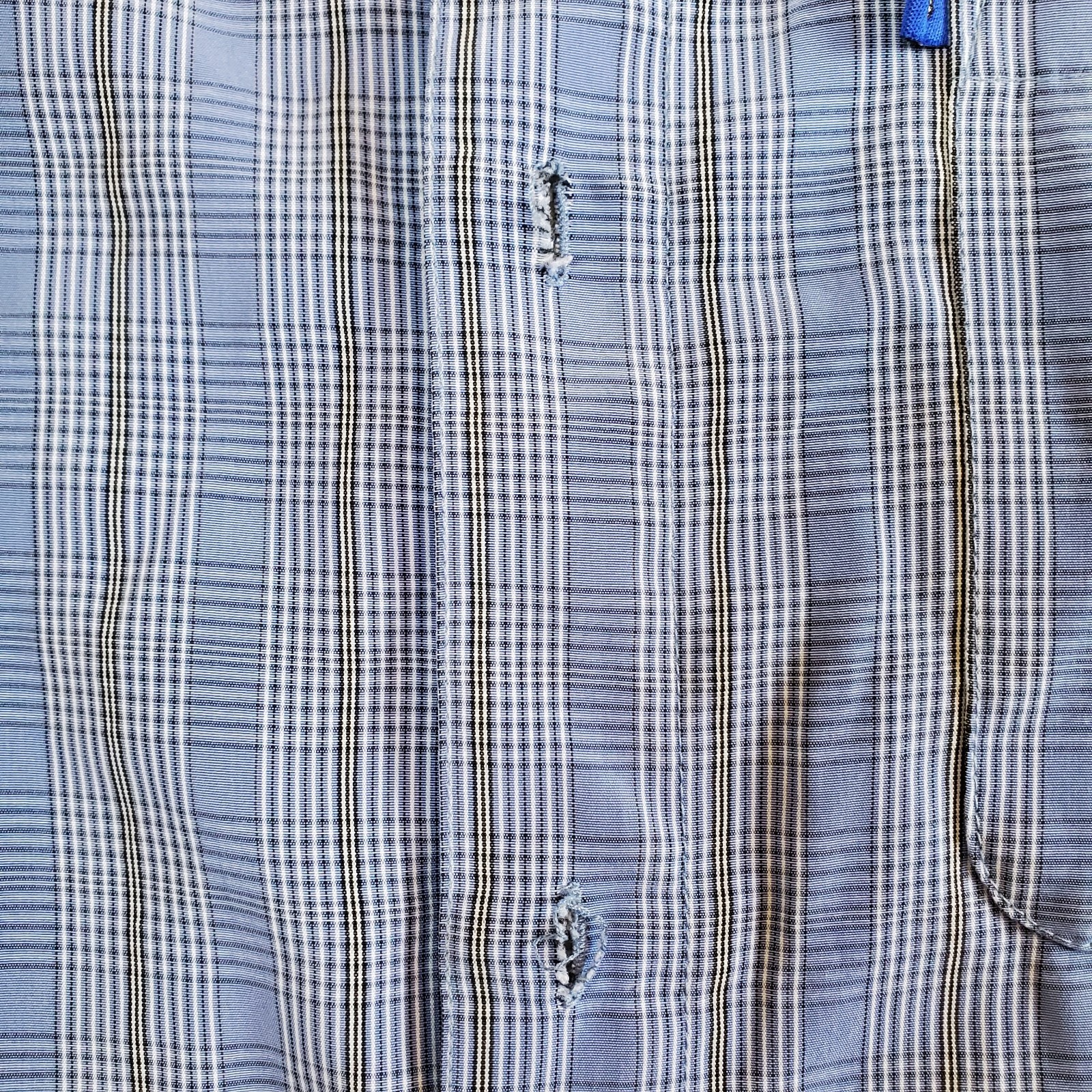 Pineapple Connection Blue Plaid Polyester Small Button-Up Casual Beach Shirt Top