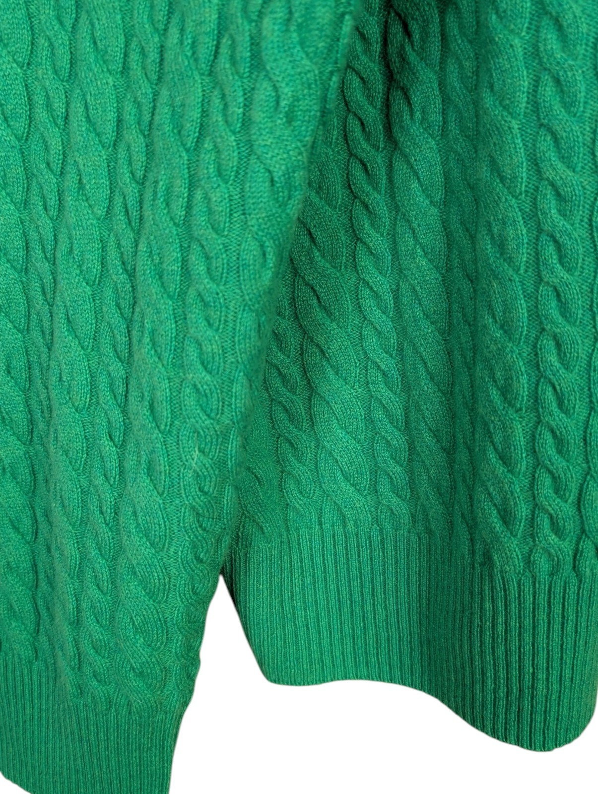 J Crew Green 100% Cashmere Cable Knit Button Cardigan Sweater Size 3X SP26