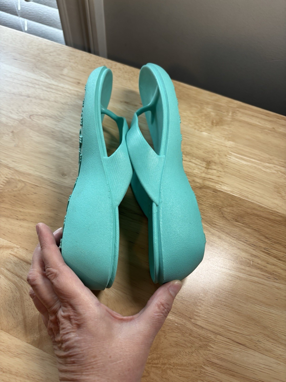 Okabashi Splash Flip Flop Wedge Sandal Slip Resistant Women Sea Glass Green ML