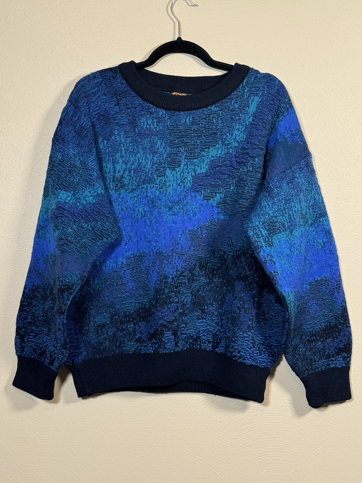 Vintage Far Horizons Australia Wool 3D Knit Textured Grandpa Sweater Sz M