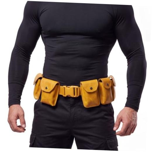 Halloween PU Leather Utility Belt Costume Belt Cosplay Accessory Yellow Bat