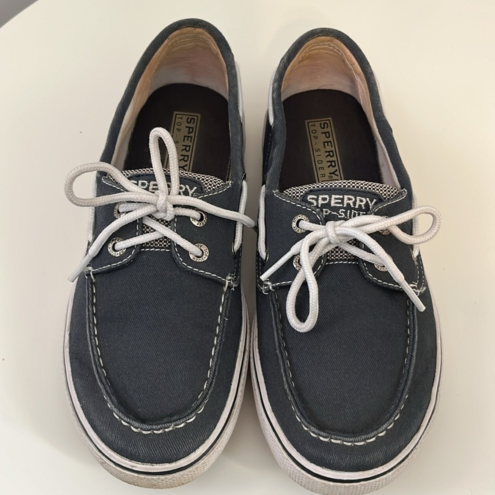 Sperry Top Sider Halyard Blue Canvas Loafer Boat Shoes Youth Size 3.5M