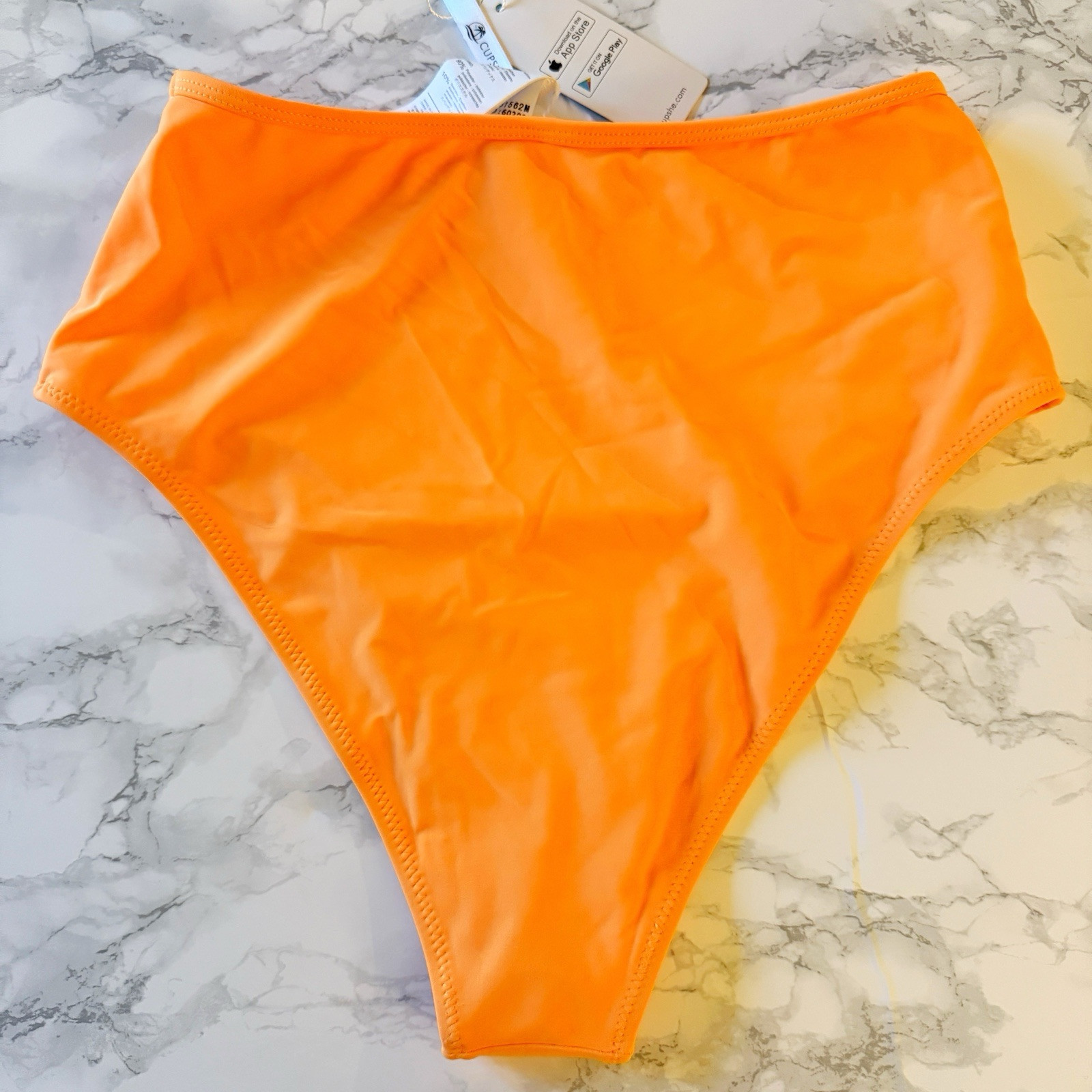 Cupshe Women High Waist Swim Bikini Bottoms Size S Orange NWT