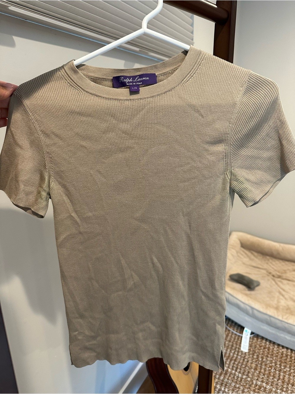 Ralph Lauren Purple Label 100% Silk Rib Knit Short Sleeve Sweater Made in Italy
