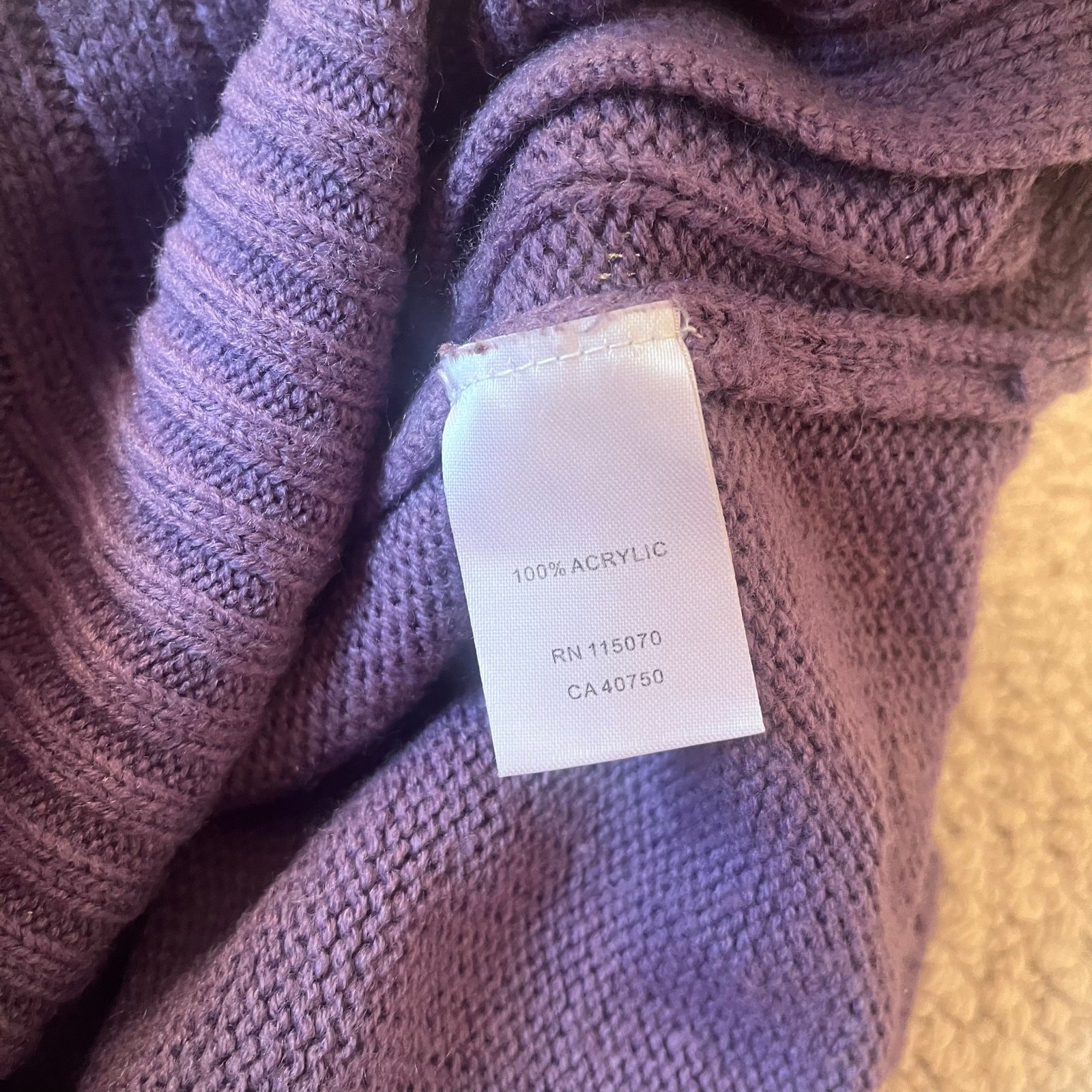 Nina Leonard Mixed Ribbed Boxy Purple Sweater
