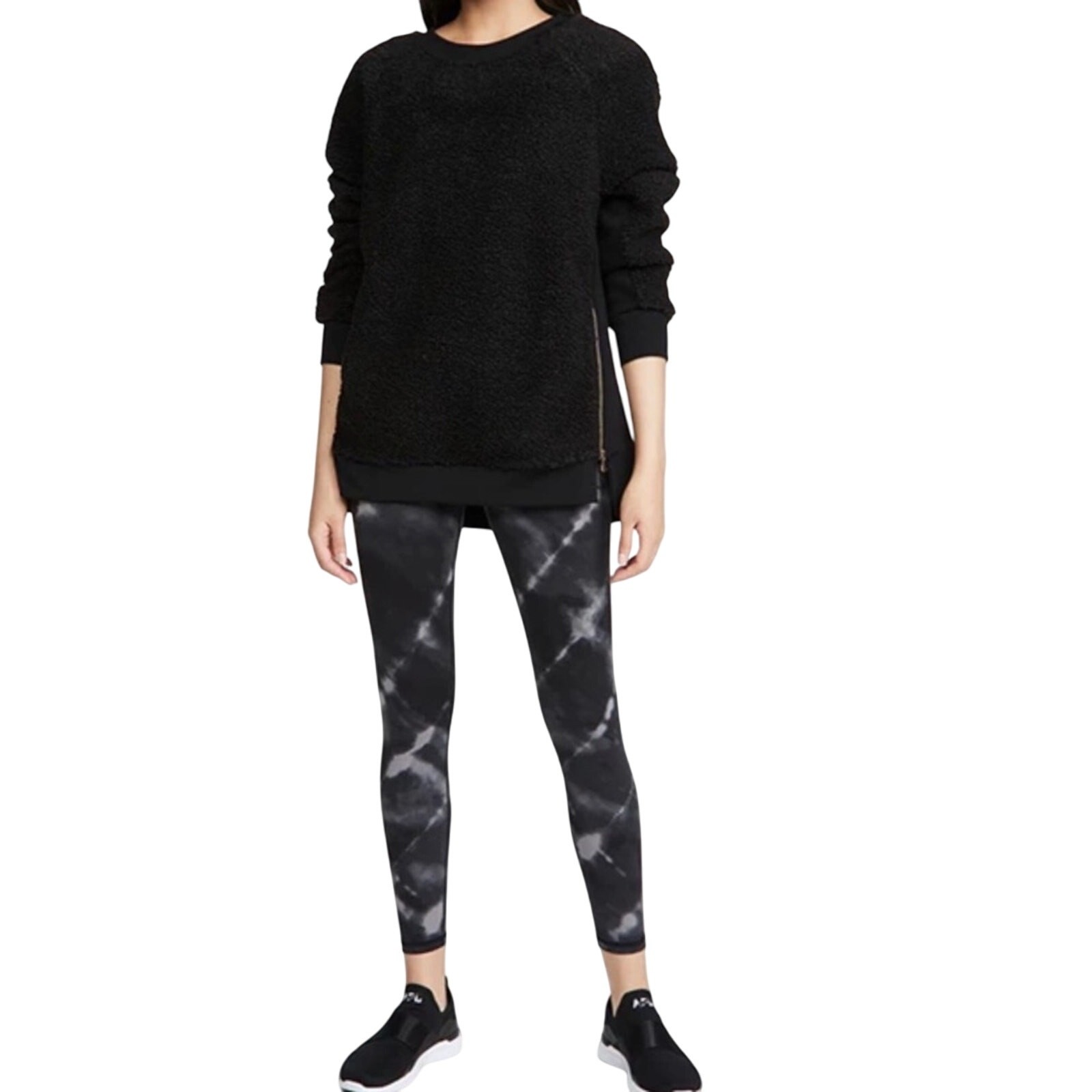 Varley Century Legging Leyland Black Marble Look Sporty High Rise Leggings