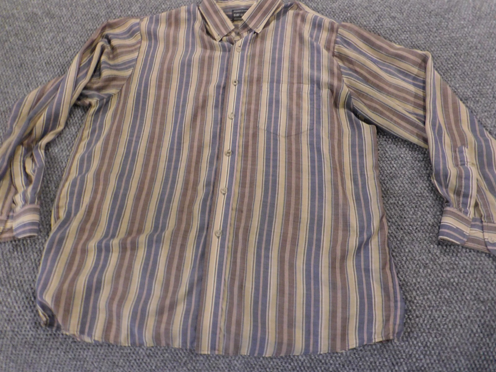 David Taylor Mens Shirt Large brown striped button down classic