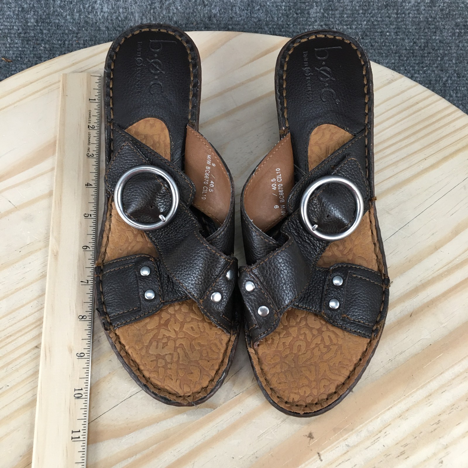 BOC Born Concepts Sandals Womens 9 M Slide Brown Slip On Wedge Heels BC6670