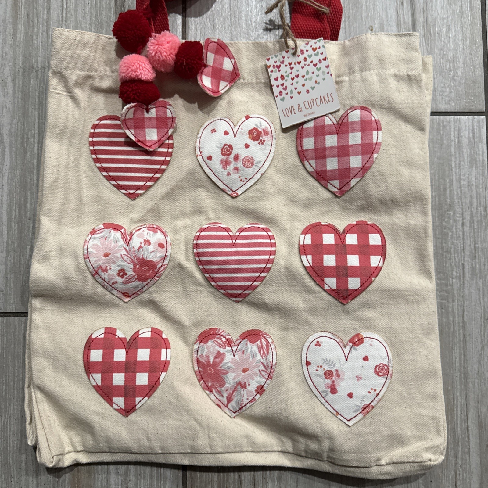 Love & Cupcakes Heart Re-Usable Tote Bag
