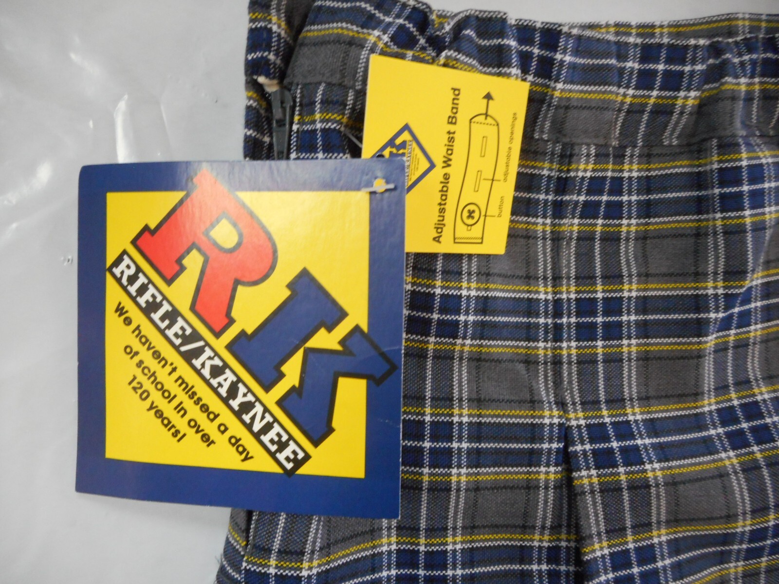 Girls R/K Blue & Gray Plaid Kick Pleat Uniform Skirt Reg. & Teen Sz 6 – 18 Teen