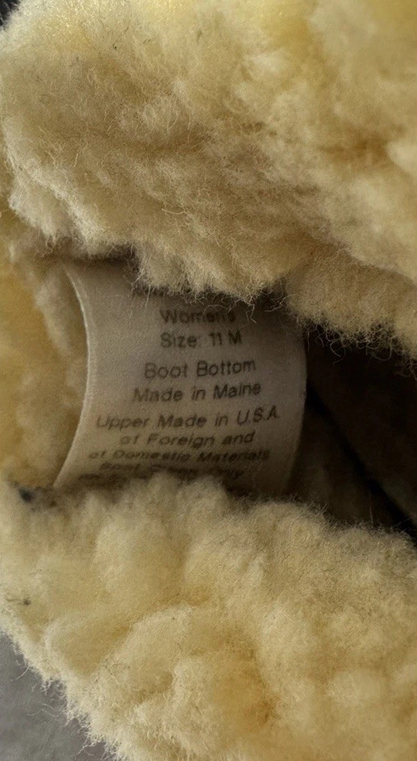 LL Bean Black Quilted Duck lined Boots made in Maine womens 11M Winter snow shoe