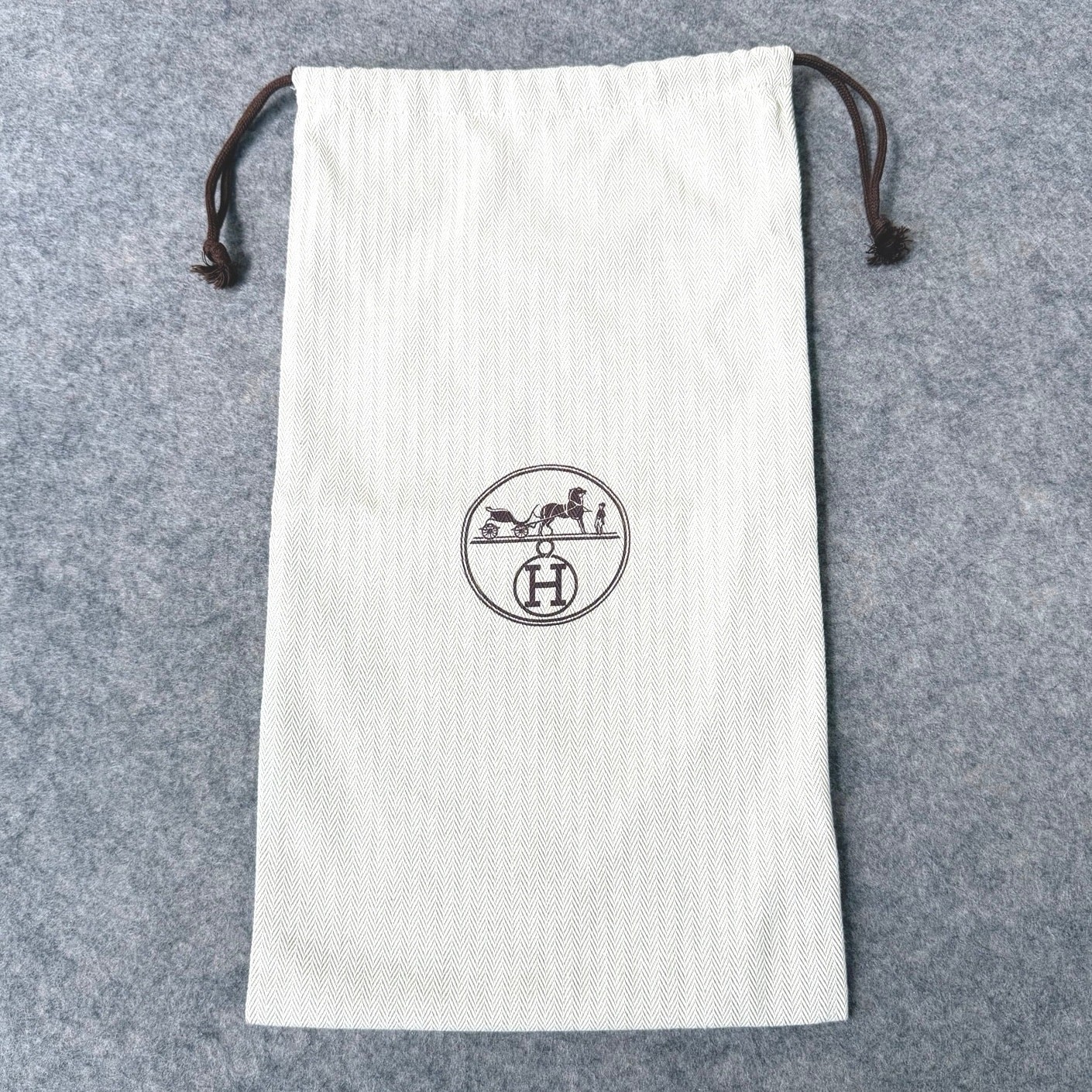 Authentic Hermes France Dust Bag Storage Gift Cream/Brown- 8.75″x15″