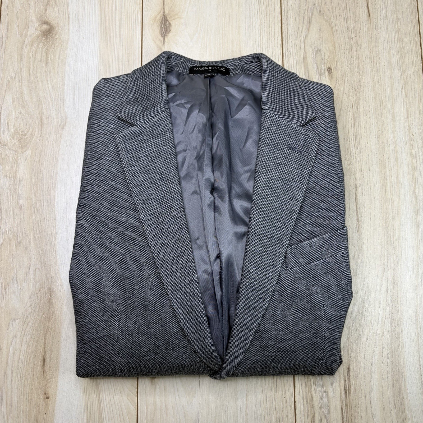 Banana Republic Mens 100% Cotton Knit Nailhead Sports Jacket Gray Size 46L Slim