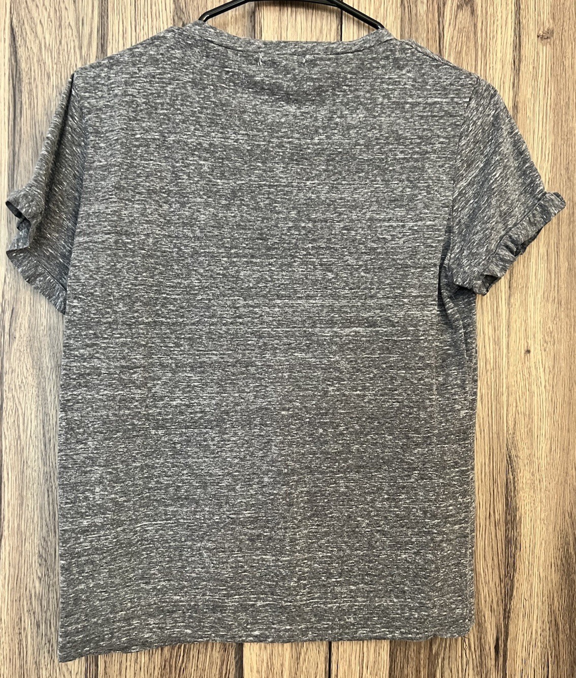 Women’s Thyme And Honey Ruffle Sleeve T Shirt Heathered Blue Grey Size M