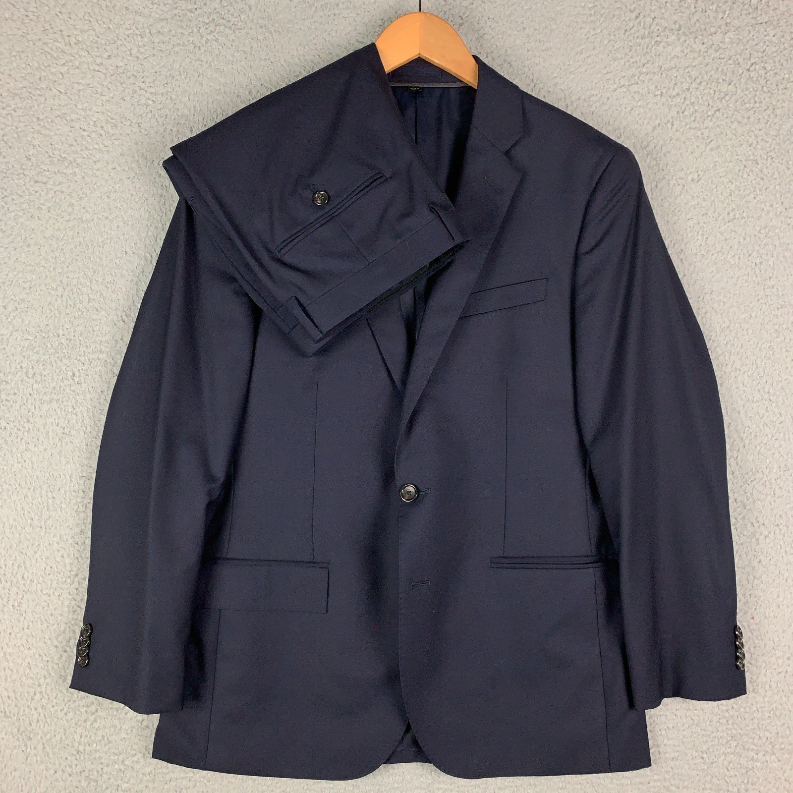 J.Crew Ludlow Loro Piana 2 Piece Suit 40S Navy Slim Super 120’s Wool Pants Sz 33