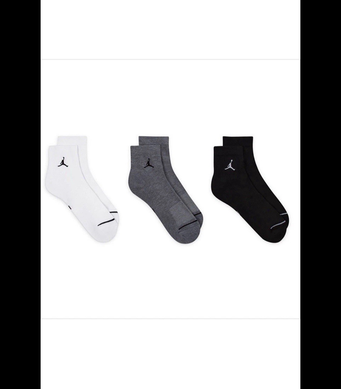 Jordan 3-Pairs Dri-Fit Everyday Cushion Ankle Socks L White/BLack/gray X9655-902