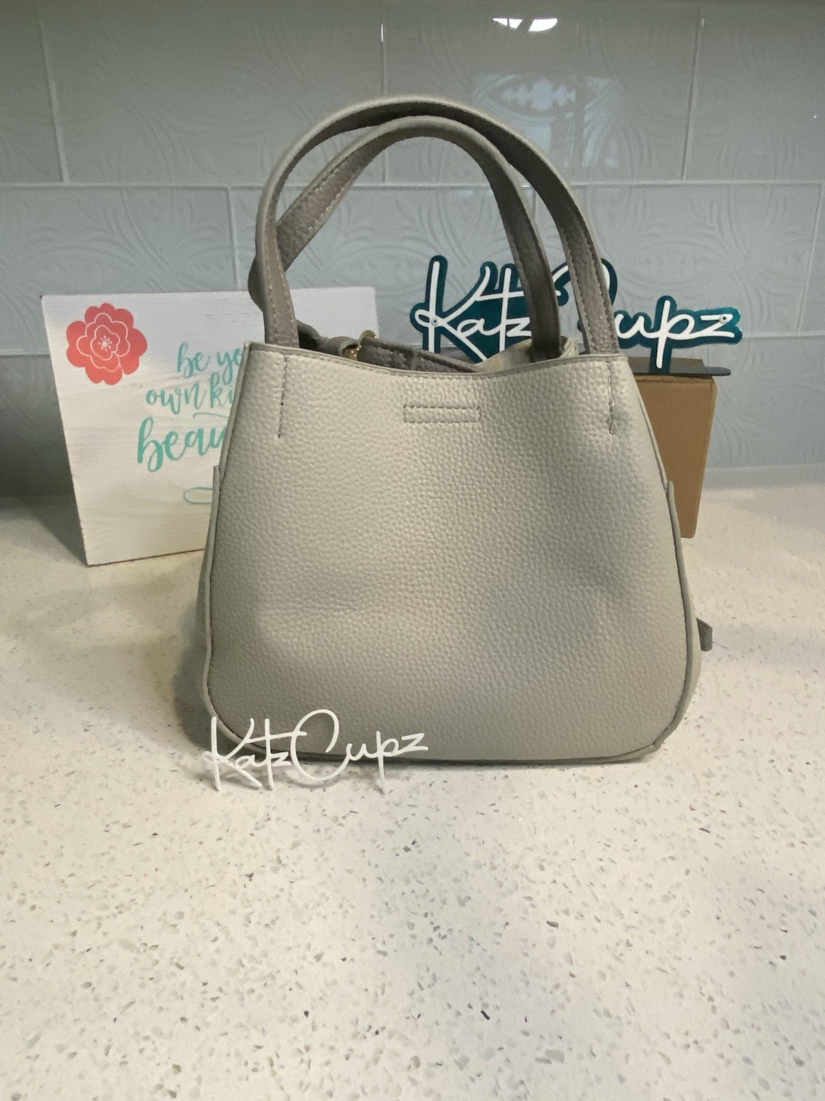 Starbucks Gray Top Handle Bag w/Bunny Charm & Detachable Strap, ‘21 China Autumn
