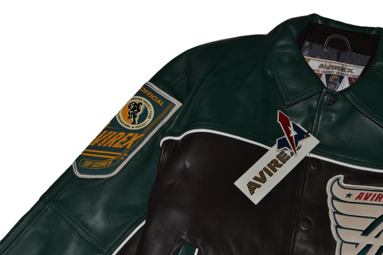 AUTHENTIC MENS AVIREX CANADIAN DIVISION JACKET BOMBER GREEN BROWN NEW ALL SIZES