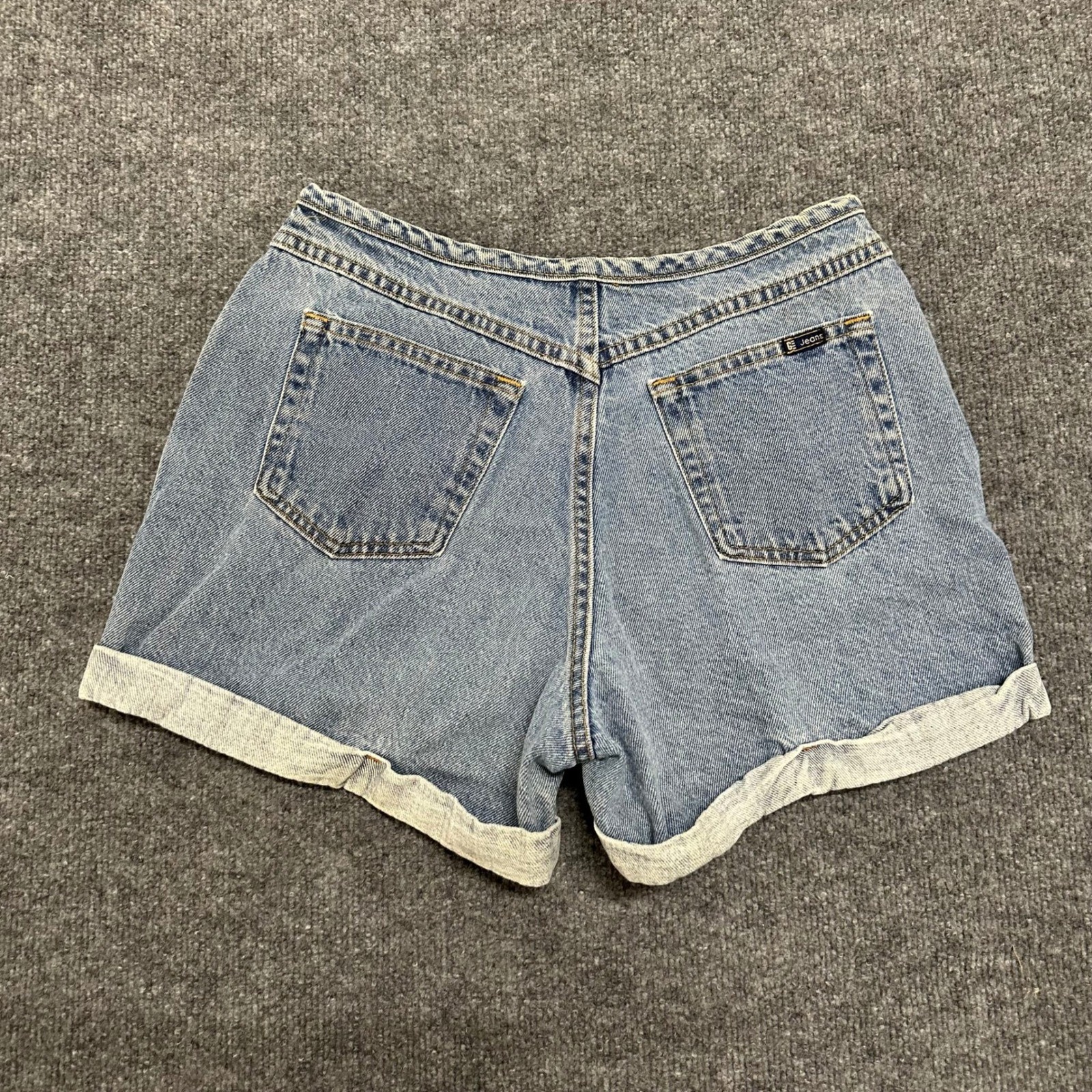 Gitano Denim Shorts Womens Size 12 Blue Button Fly High Waisted Cuffed Vintage