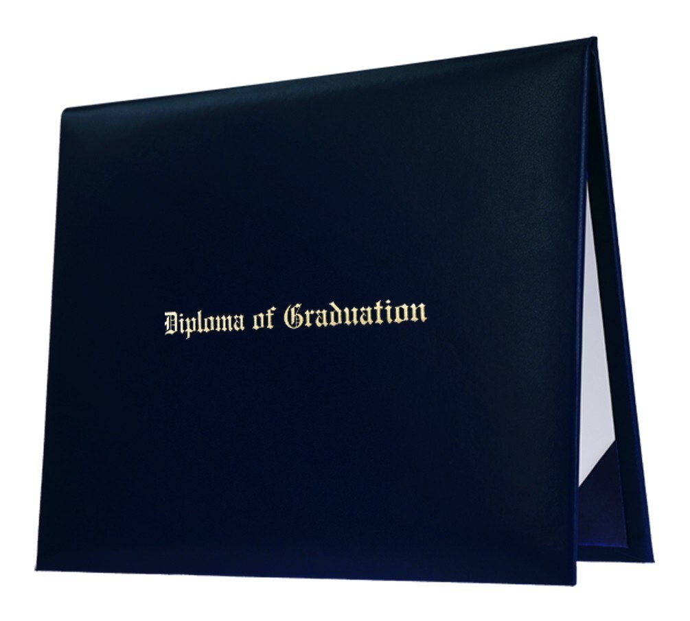 Navy Blue Imprinted Diploma Cover – High School Diploma Covers