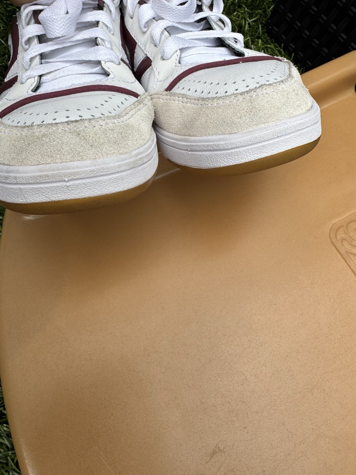 Vans Lowland CC Serio White Burgundy Gum Shoes Men 5 Women 6.5